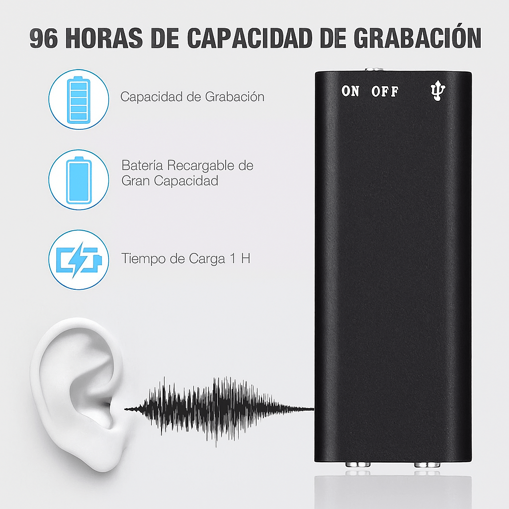 Grabador de Voz Oculto Compacto 16GB - VyFlair