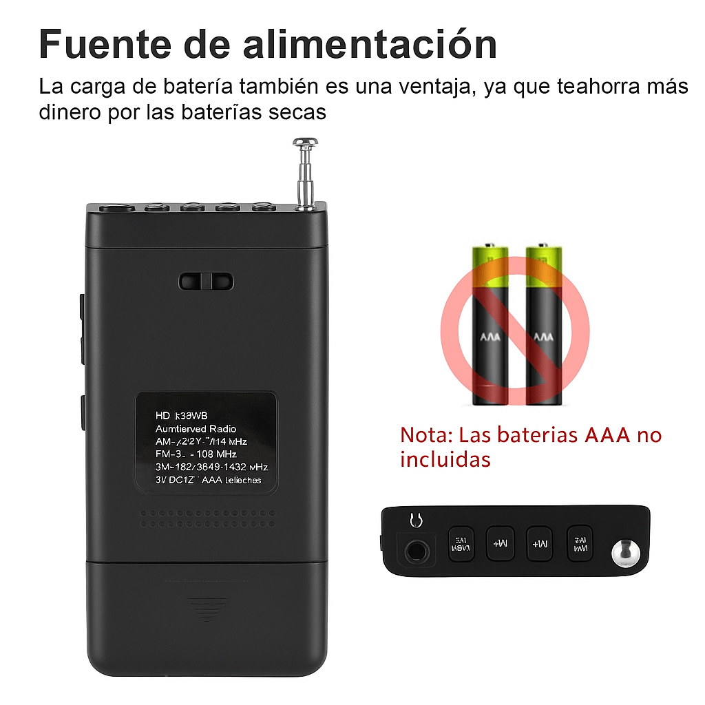 Radio Portátil de Bolsillo AM/FM con Alerta Meteorológica - VyFlair