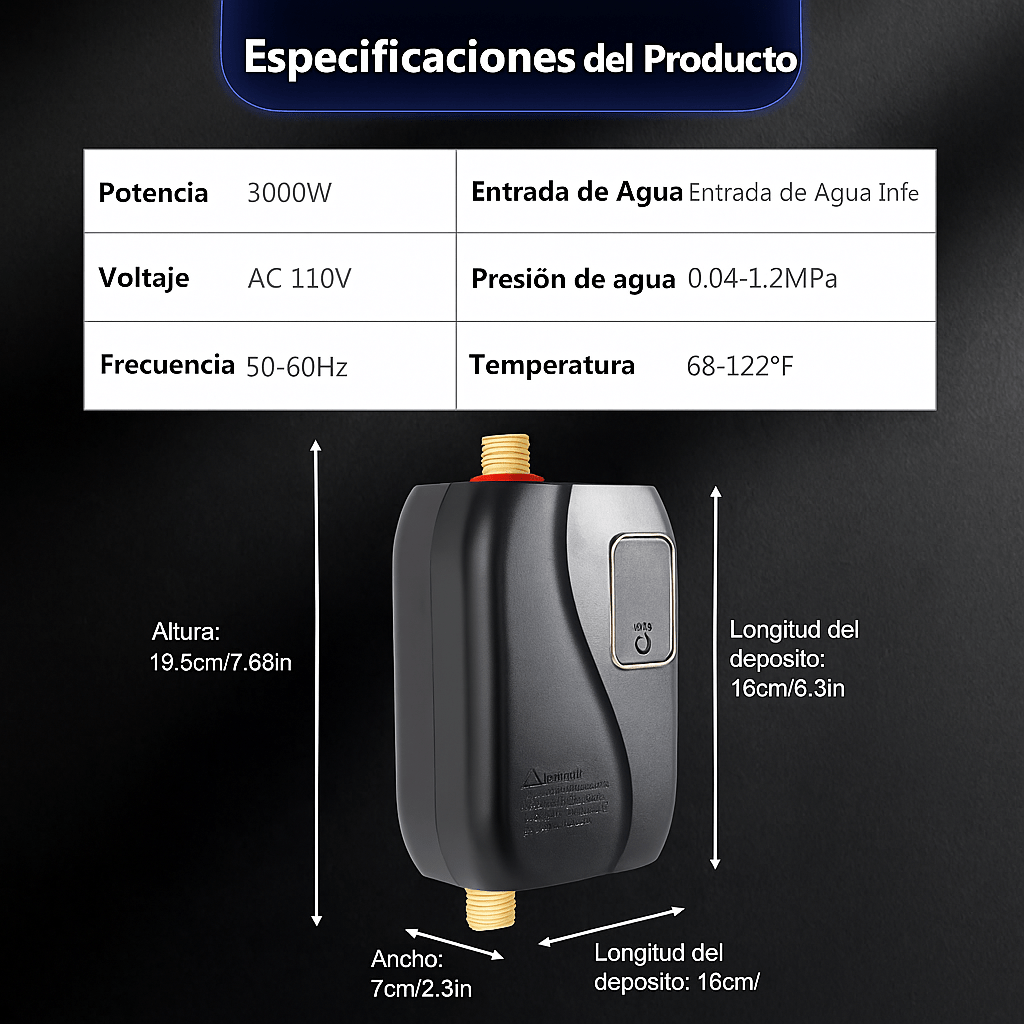 Calentador de Agua Instantáneo Sin Tanque 3000W - VyFlair