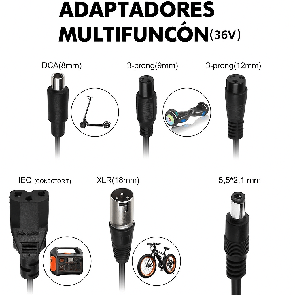 Cargador Universal para Bicicletas Eléctricas 36V - VyFlair