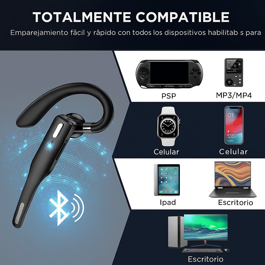 Auricular Bluetooth 5.1 Inalámbrico con Micrófono - VyFlair