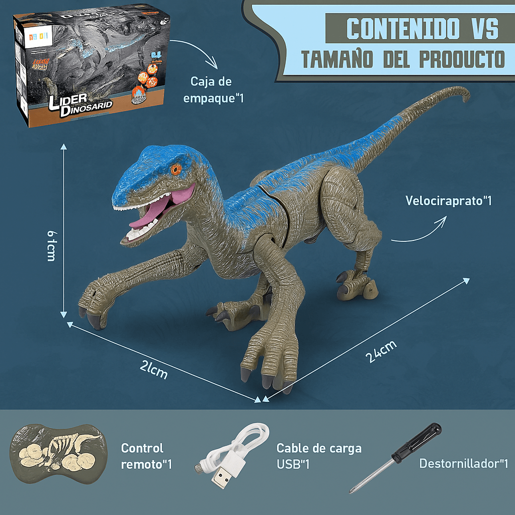 Dinosaurio Velociraptor a Control Remoto Interactivo - VyFlair
