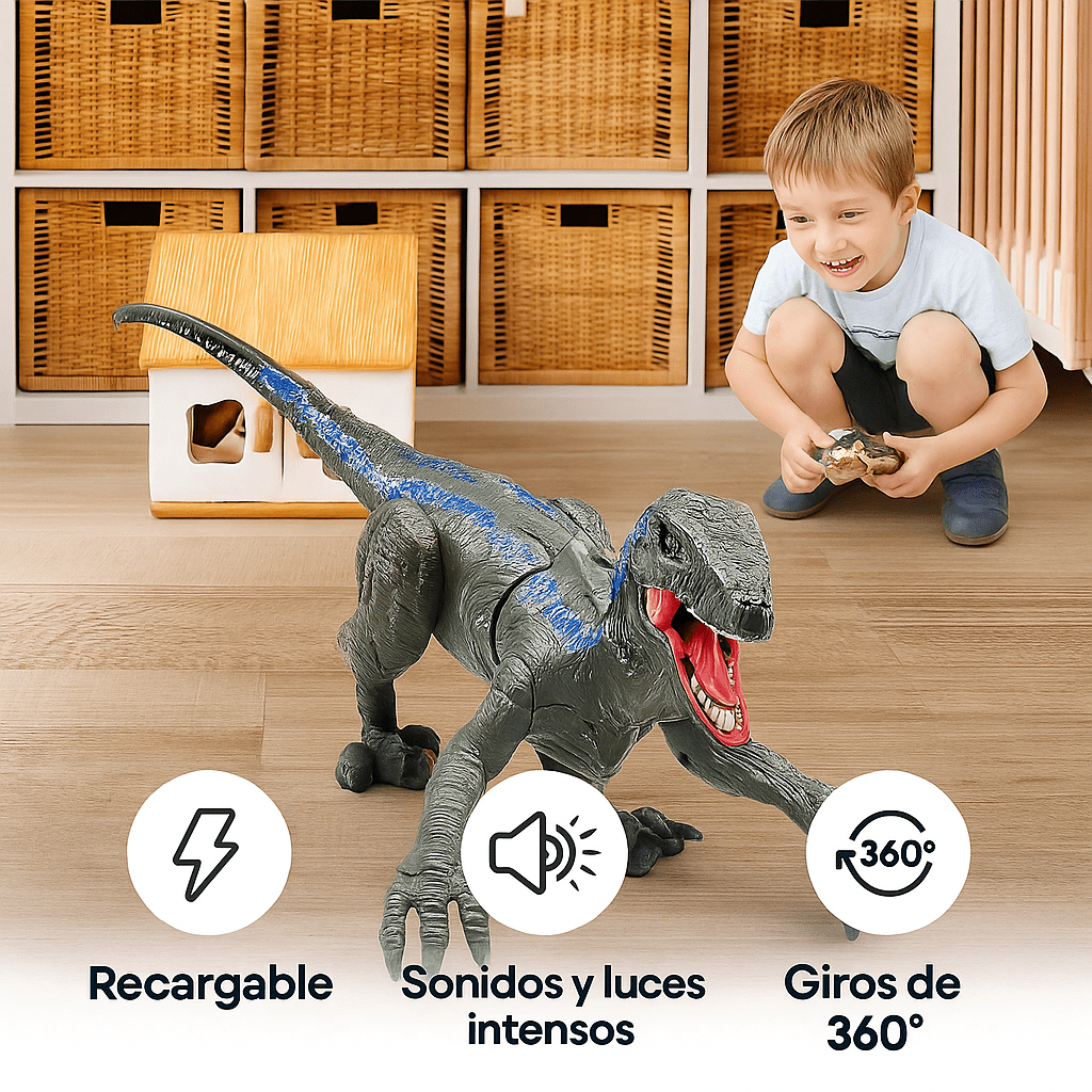 Dinosaurio Velociraptor a Control Remoto Interactivo - VyFlair