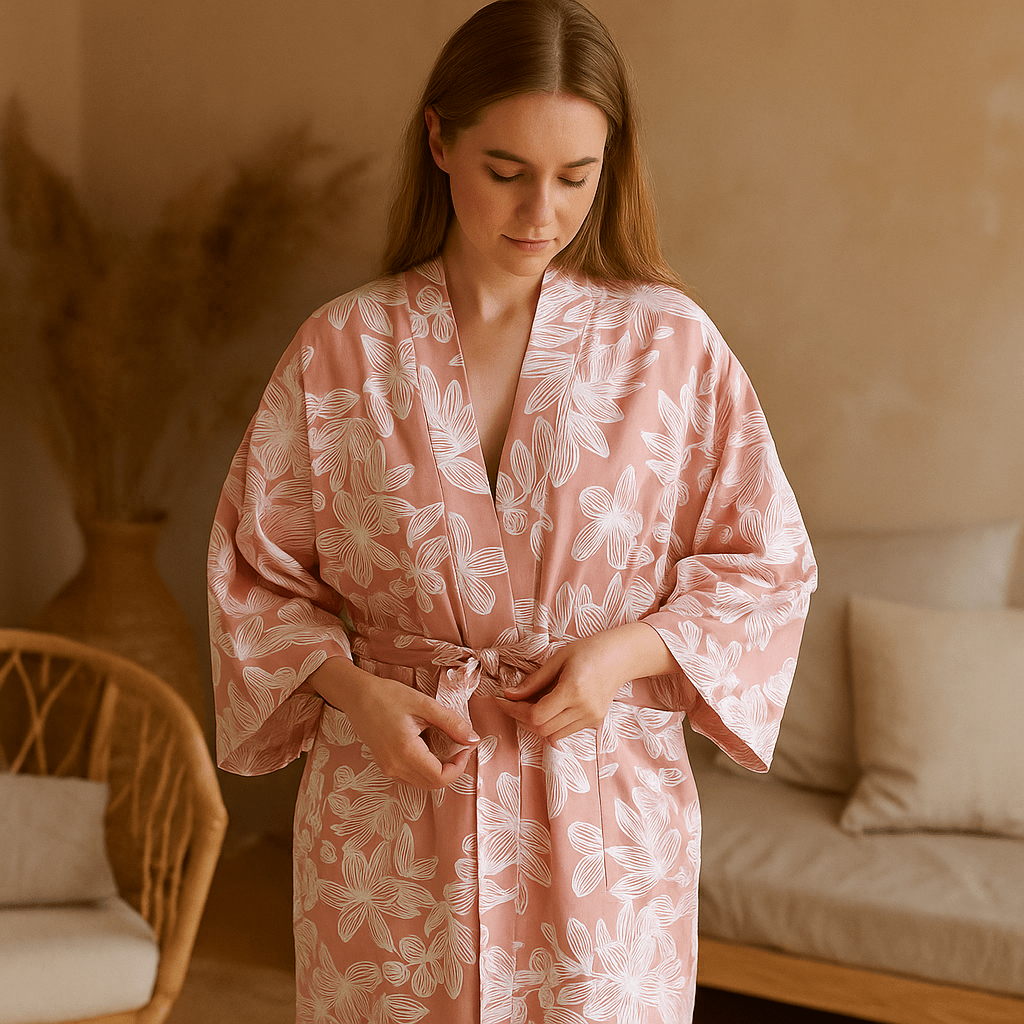 SereniLoom Kimono de Baño Algodón Suave - Transpirable - Lujo - VyFlair