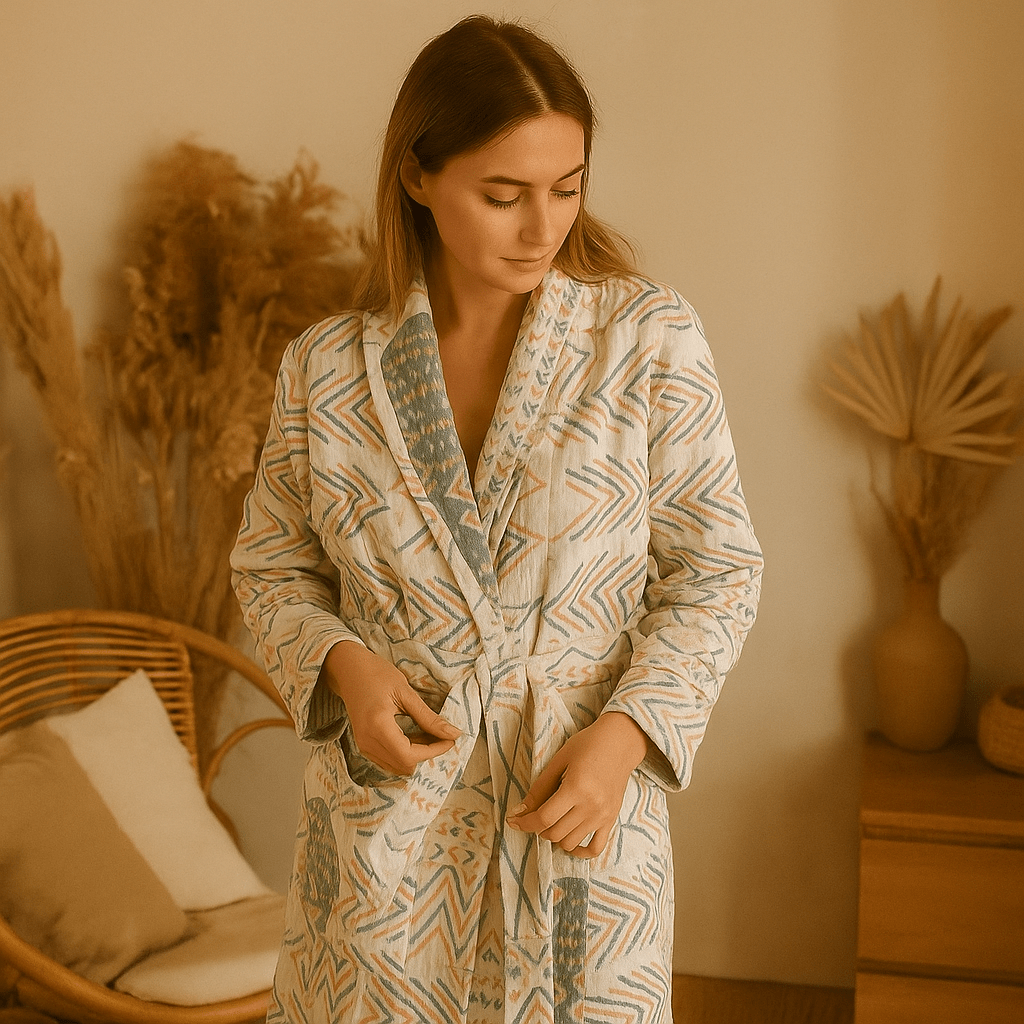 Bata VelvetMorn – Mezcla de Algodón Suave y Lujo Relajante - VyFlair