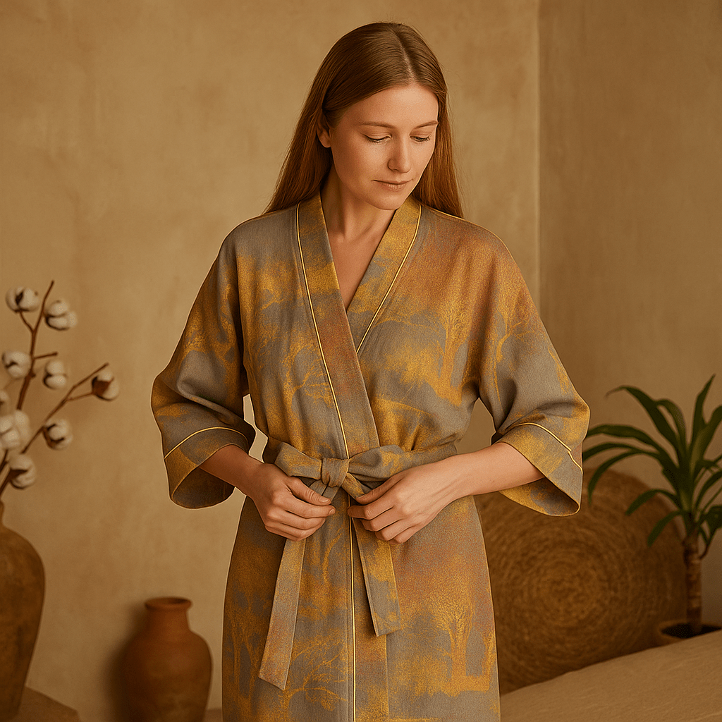 Bata SereniLuxe – Kimono Transpirable de Elegancia Natural - VyFlair