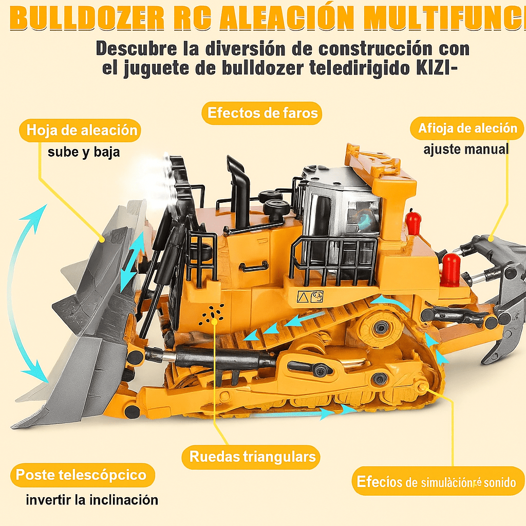 Excavadora Bulldozer Volquete RC 4WD Escala 1:20 - VyFlair