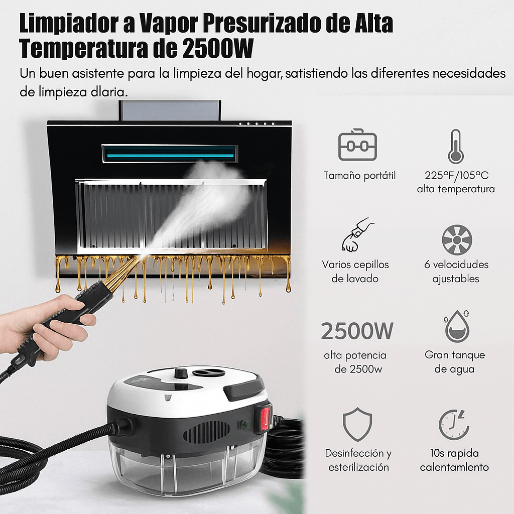Limpiador de Vapor de Mano Inalámbrico 2500W - VyFlair