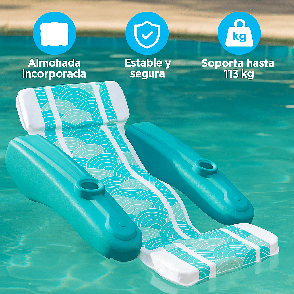 Sofá Chaise Flotante para Piscina con Portavasos - VyFlair