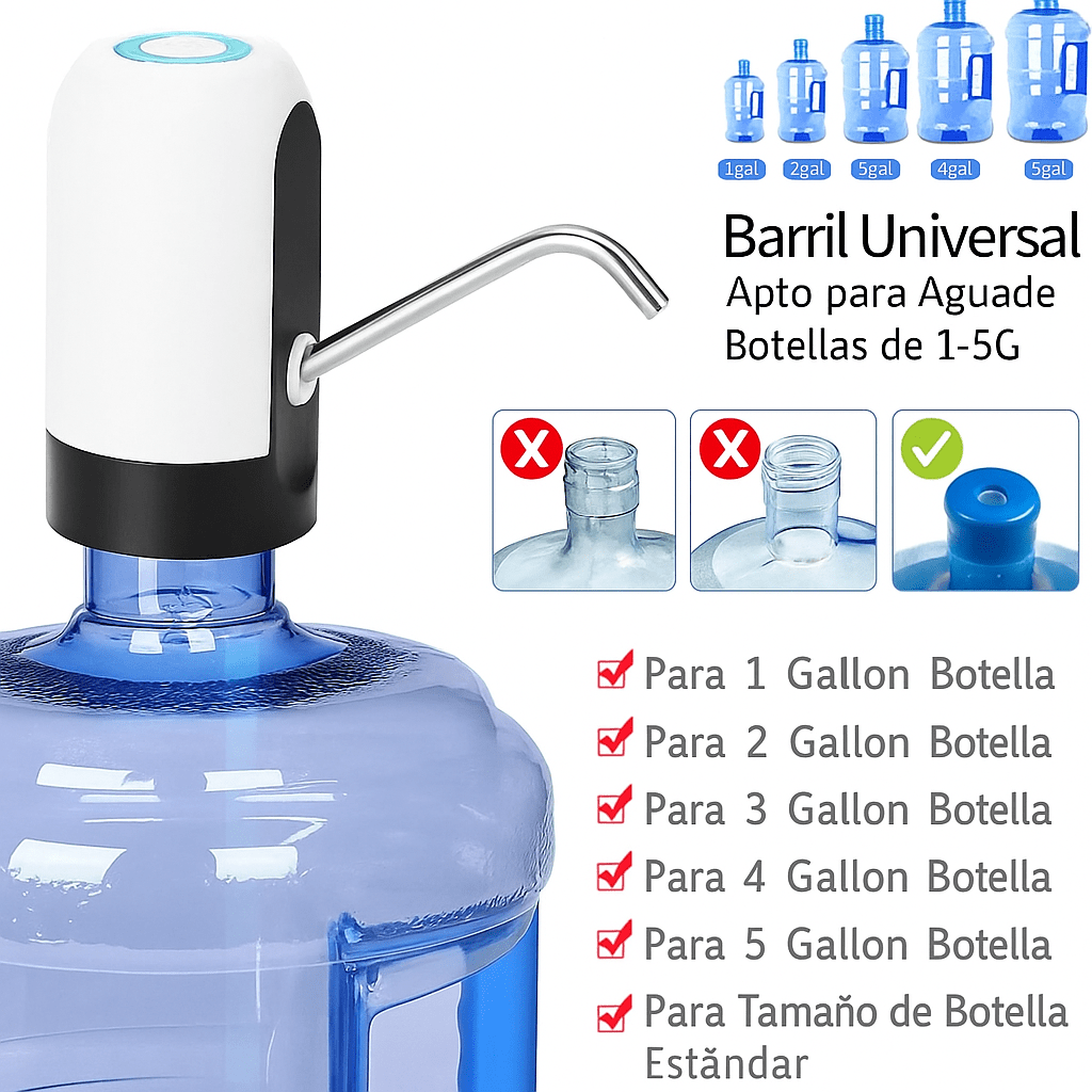 Bomba Eléctrica Recargable para Botellas de Agua - VyFlair