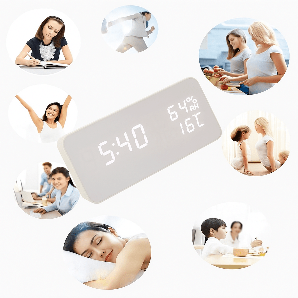EchoWood Reloj LED de Madera con Control por Voz - VyFlair