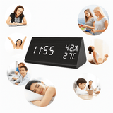 EchoWood Reloj LED de Madera con Control por Voz - VyFlair