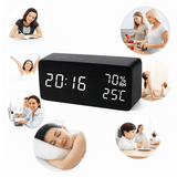 EchoWood Reloj LED de Madera con Control por Voz - VyFlair