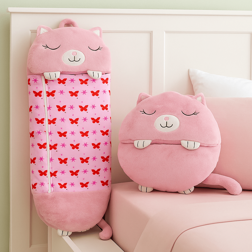 Cojín de Abrazo Infantil con Saco de Dormir de Peluche - VyFlair