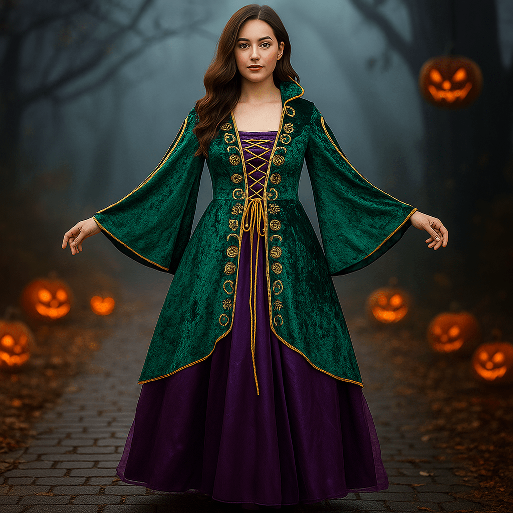 Vestido Halloween Terciopelo Manga Larga - Maxi - VyFlair