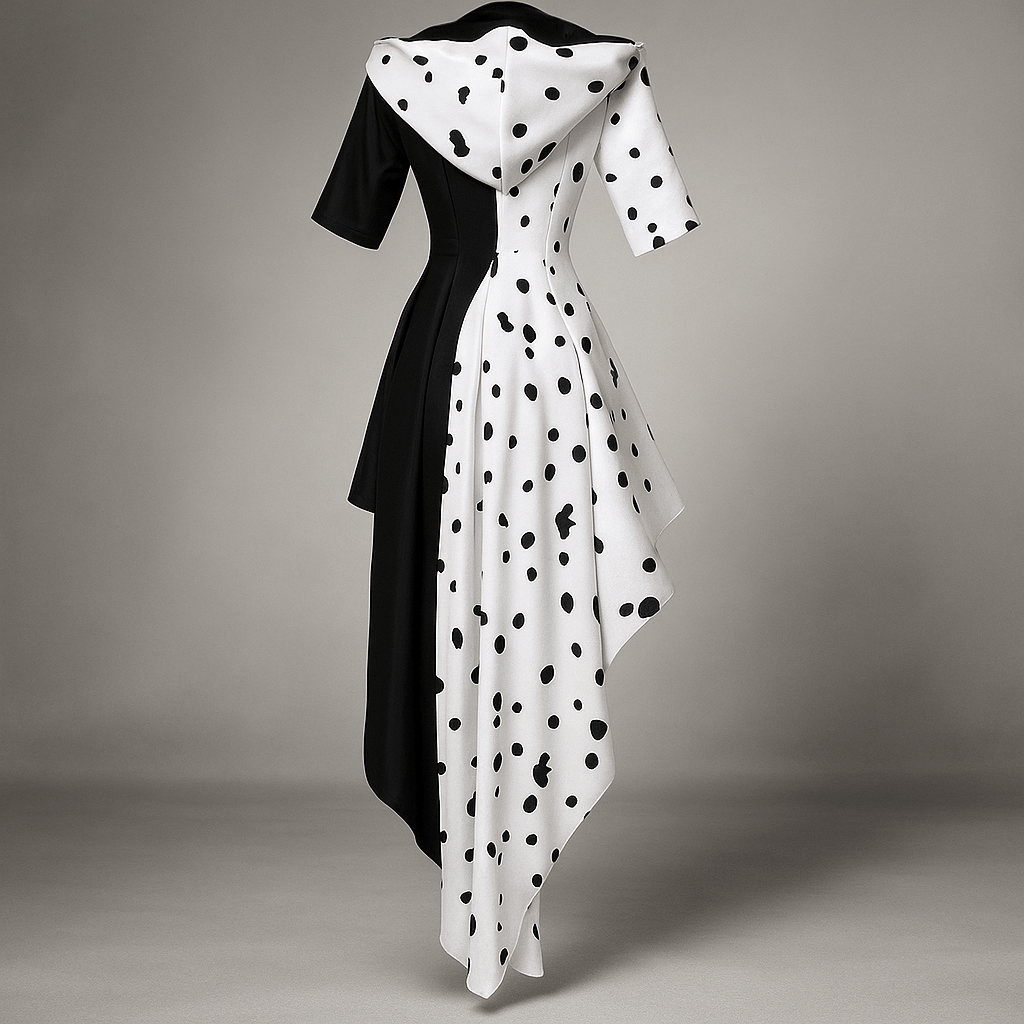 Vestido Halloween Mujer Dálmata Asimétrico con Capucha - VyFlair