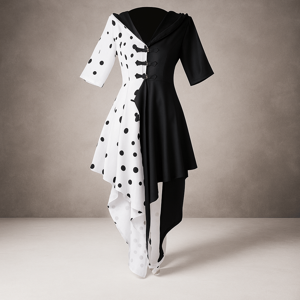 Vestido Halloween Mujer Dálmata Asimétrico con Capucha - VyFlair