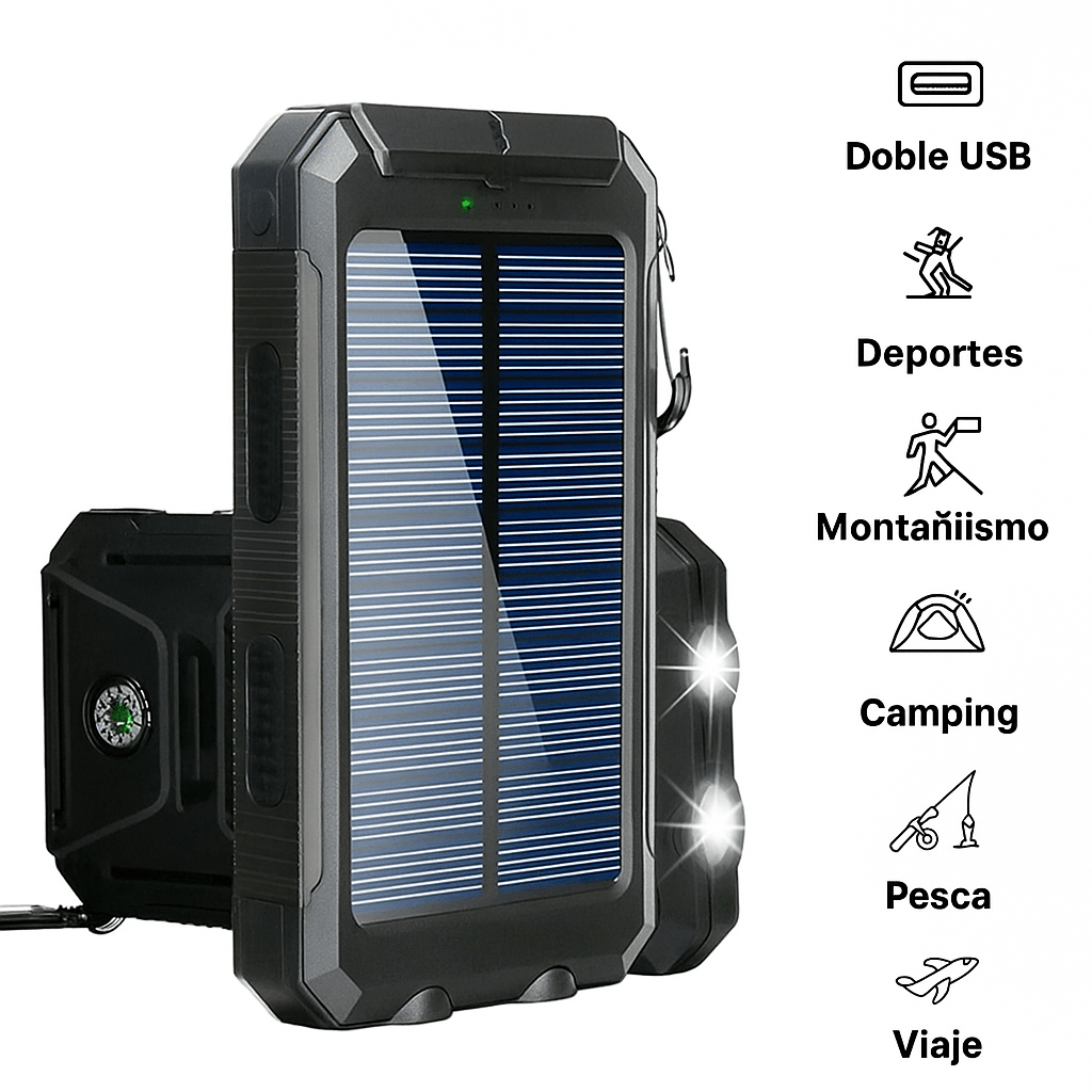 Banco de Energía Solar 500000mAh Impermeable LED - VyFlair