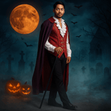 Disfraz de Vampiro Gótico Hombre - Abrigo Largo - Camisa Volantes - VyFlair