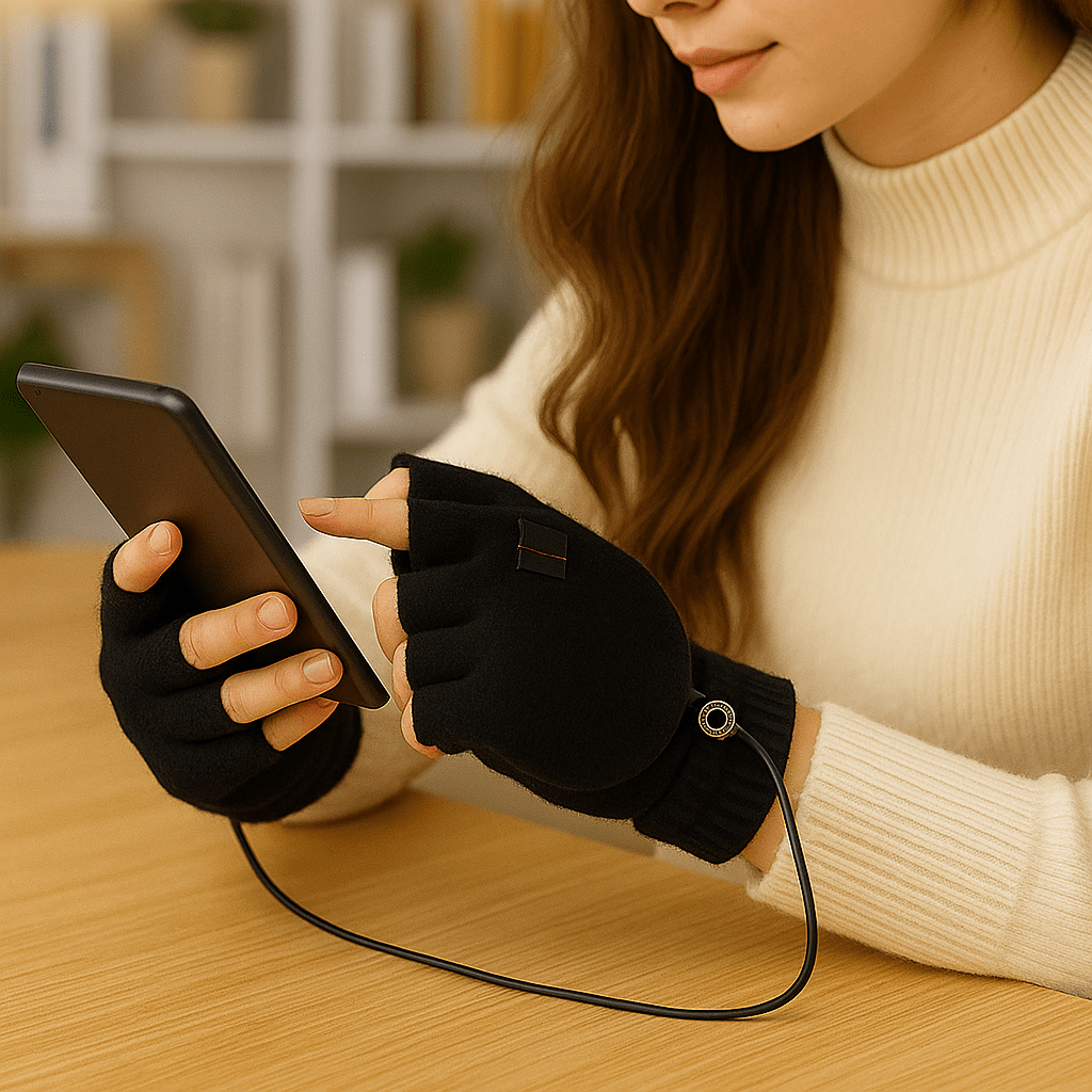 Guantes Calefactables USB Tricot – Sin Dedos & Confort Invierno - VyFlair