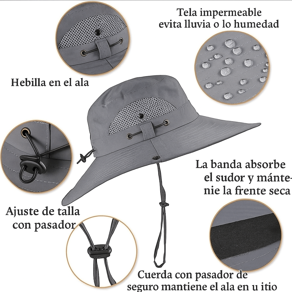 Sombrero de Pesca con Ventilador Solar Recargable - VyFlair