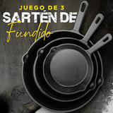 ForgeSet Juego 3 Sartenes Hierro Fundido Profesional - VyFlair