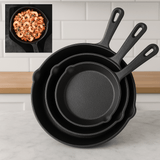ForgeSet Juego 3 Sartenes Hierro Fundido Profesional - VyFlair