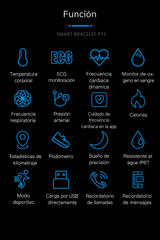 Pulsera Inteligente ECG SpO2 Presión y Frecuencia Cardíaca - VyFlair