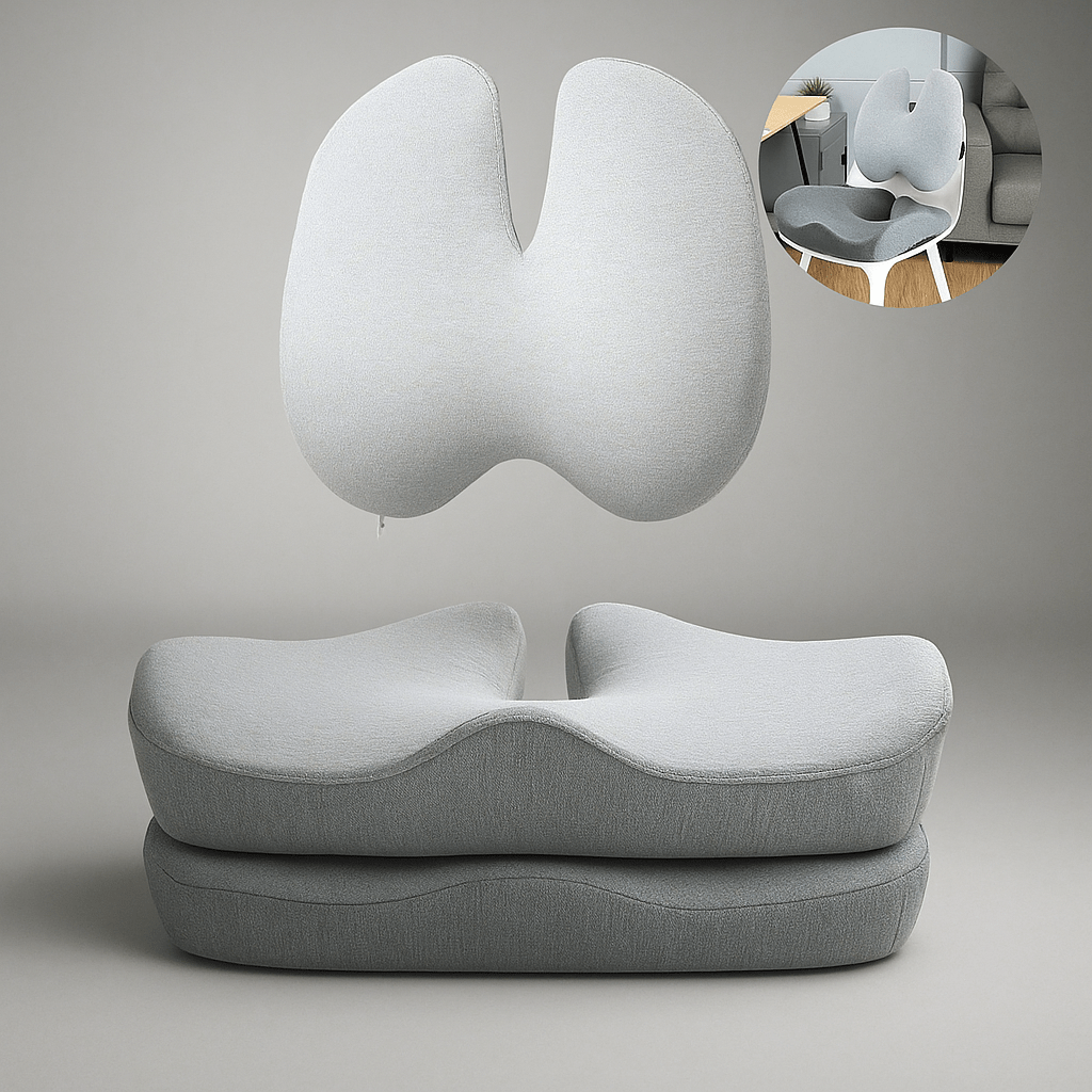 ORTHOSEAT - Conjunto de Comodidad Ortopédica - Cojín Asiento y Respaldo - VyFlair