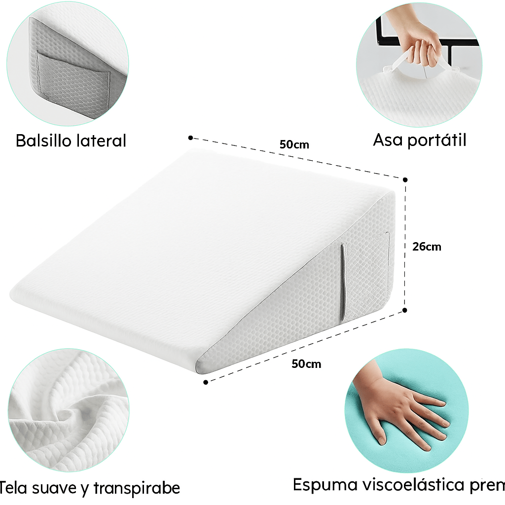 Almohada Cuña Inclinada Deluxe - Soporte Ortopédico Ergonómico - VyFlair