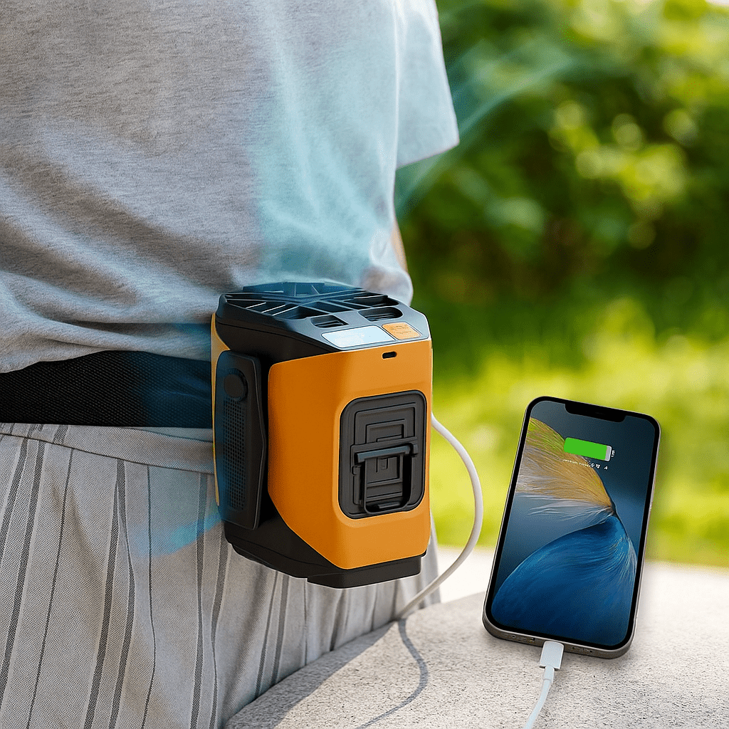 Ventilatore da Cintura Portatile 20000mAh con Torcia