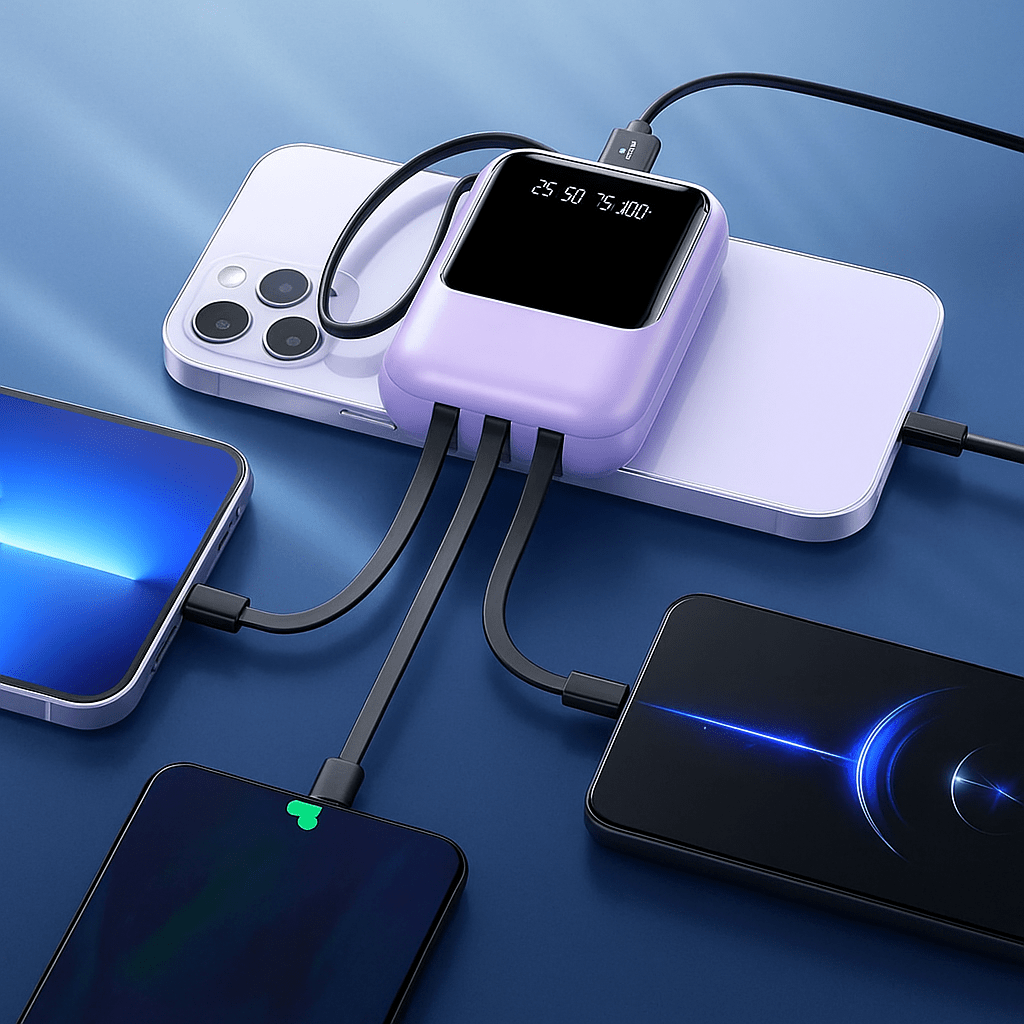 Power Bank 10000mAh Carga Rápida con Cables LED - VyFlair