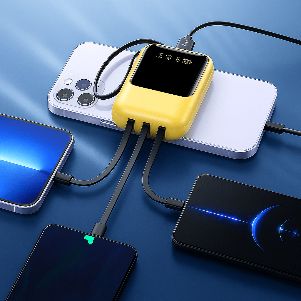 Power Bank 10000mAh Carga Rápida con Cables LED - VyFlair