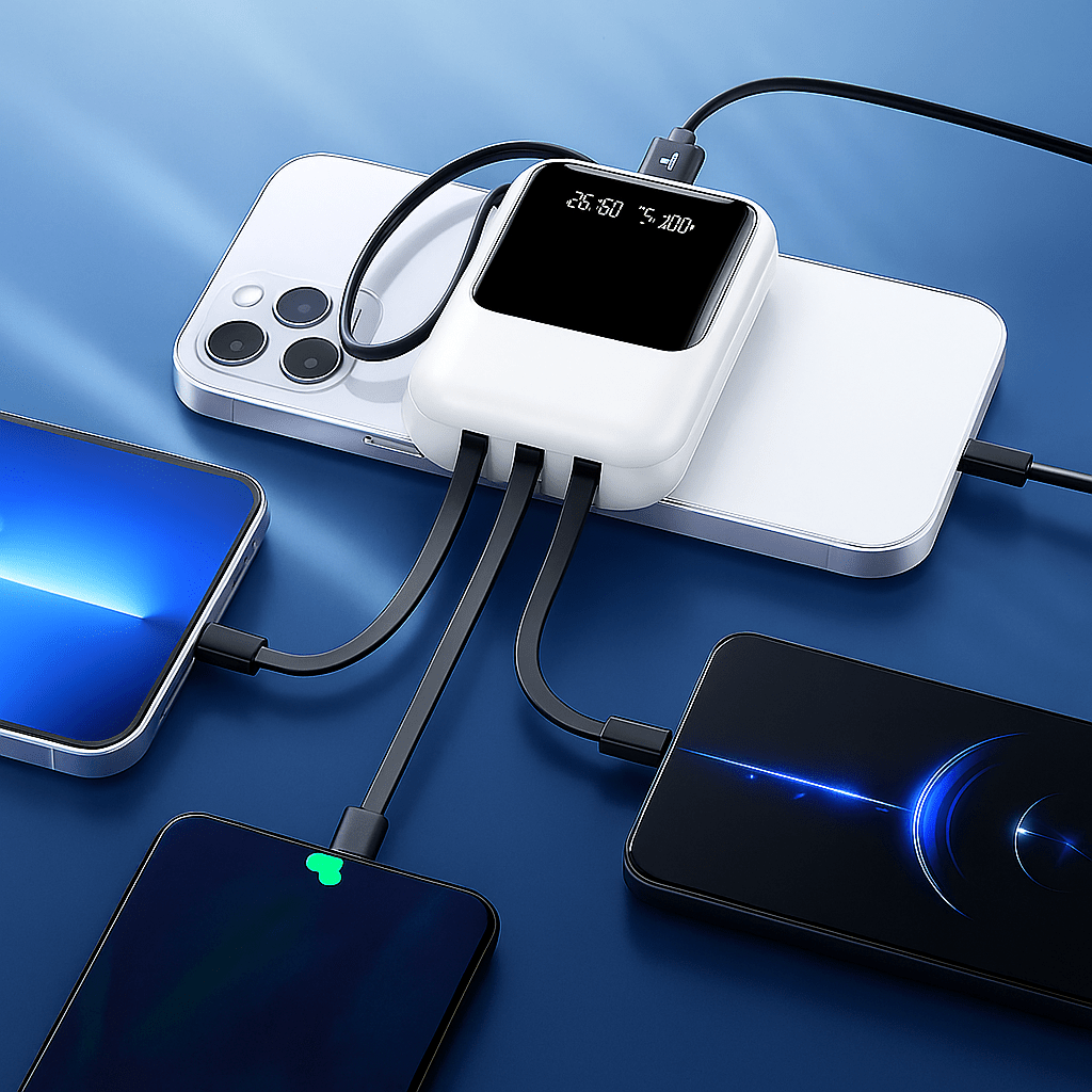 Power Bank 10000mAh Carga Rápida con Cables LED - VyFlair
