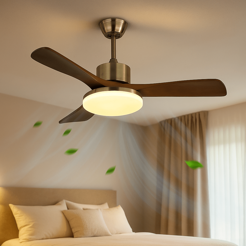 LuxeBreeze Ventilador de Techo de Madera con Luz - VyFlair
