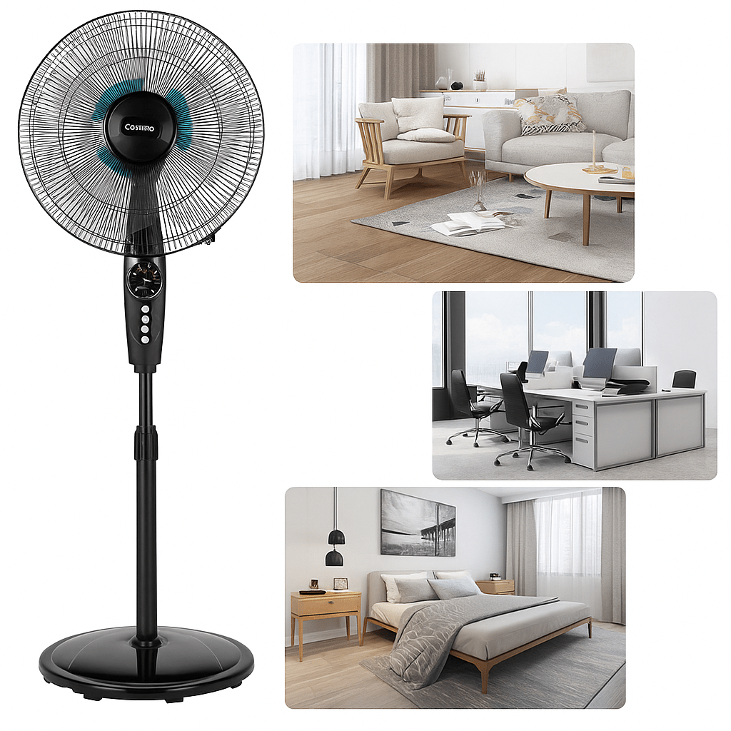 Ventilador de Piso Silencioso 16" con Control Remoto - VyFlair
