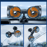 Ventilador Automóvil Doble Cabeza con Ventosa y Batería - VyFlair