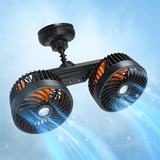 Ventilador Automóvil Doble Cabeza con Ventosa y Batería - VyFlair