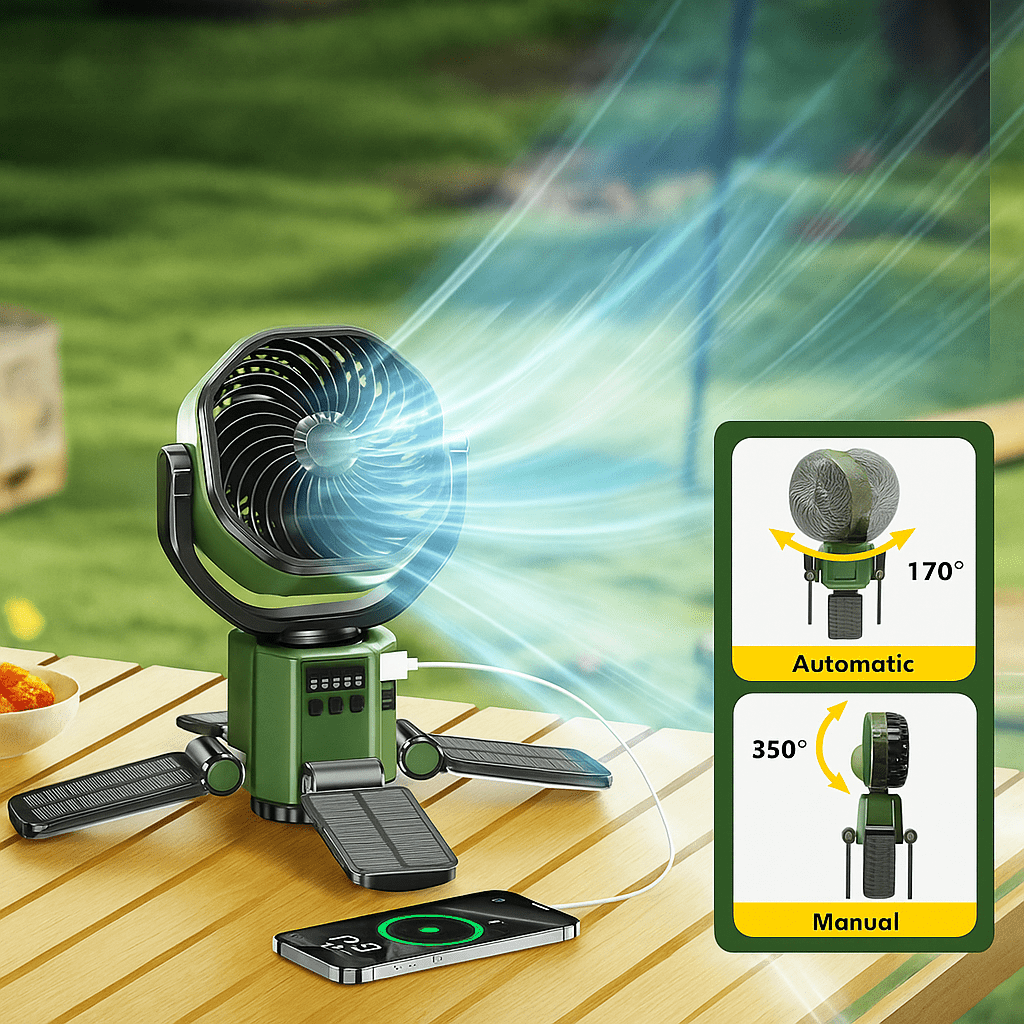 Ventilador Portátil Camping con Luz LED y Batería 6000mAh - VyFlair