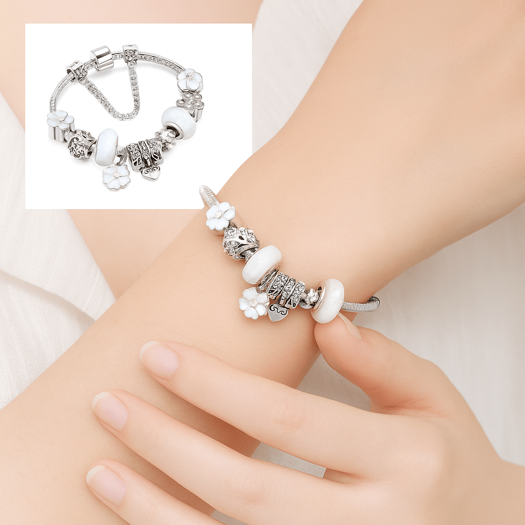Pulsera de Plata Esterlina con Charms Florales - VyFlair