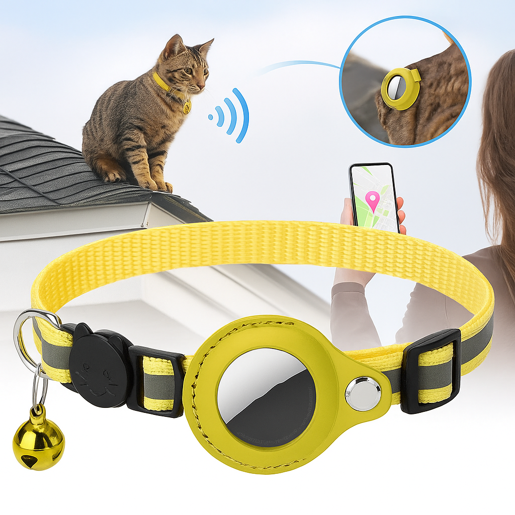 Collar GPS para Gatos – Reflectante, Impermeable y Compatible con AirTag