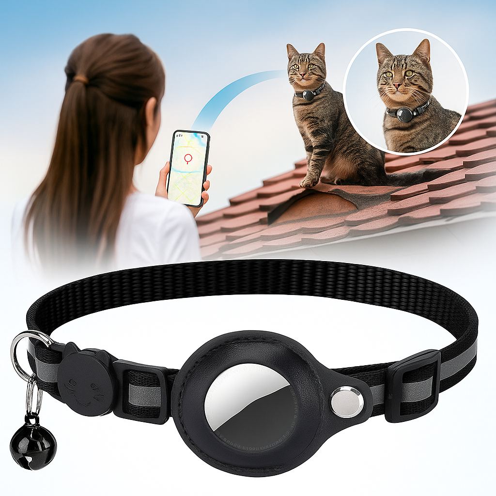 Collar GPS para Gatos – Reflectante, Impermeable y Compatible con AirTag