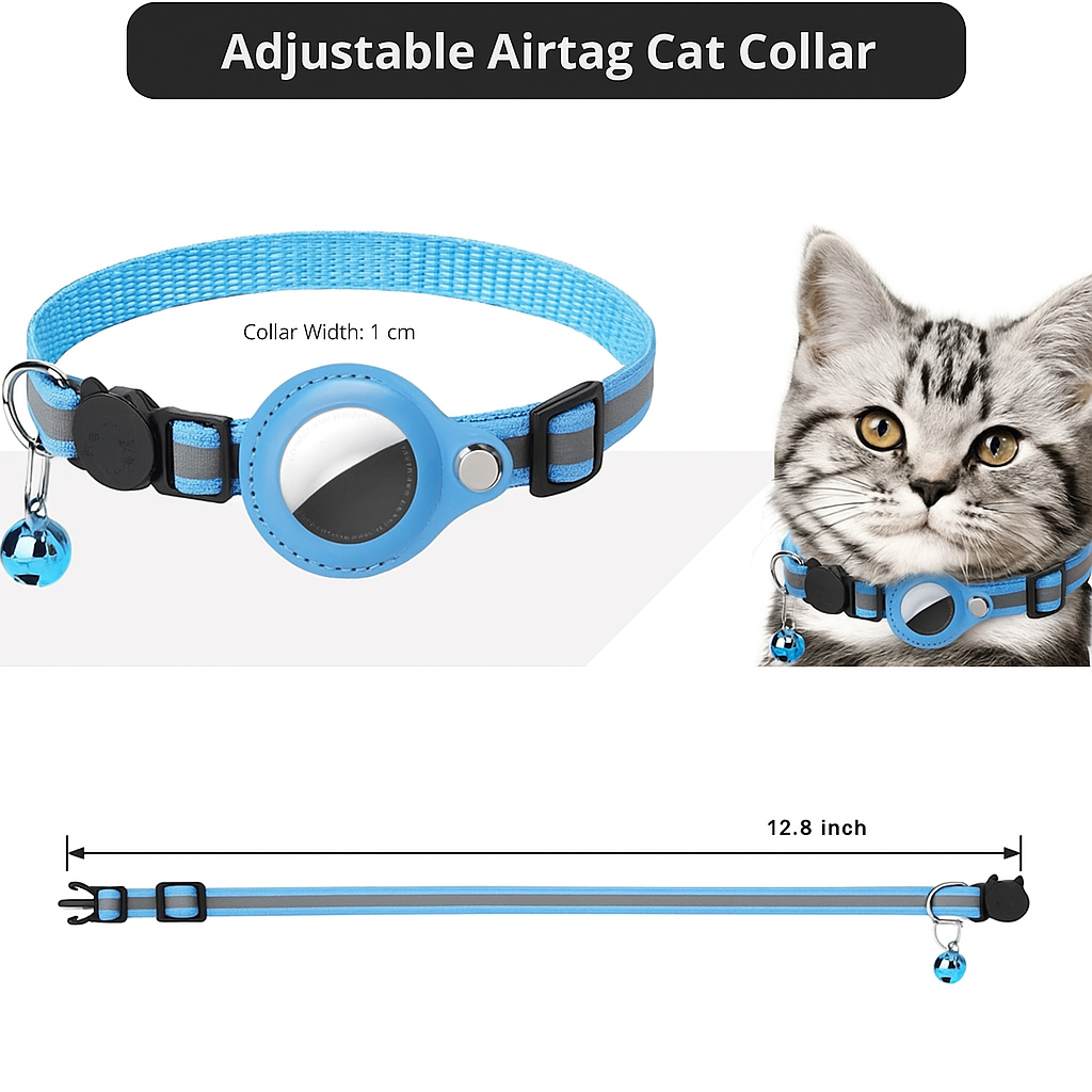 Collar GPS para Gatos – Reflectante, Impermeable y Compatible con AirTag