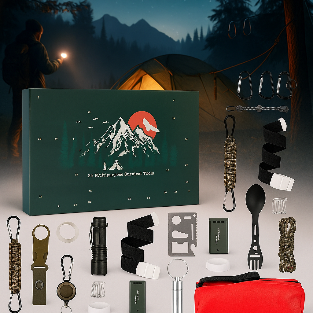 Kalendarz adwentowy przetrwania 2025 | 24 narzędzia outdoorowe dla poszukiwaczy przygód