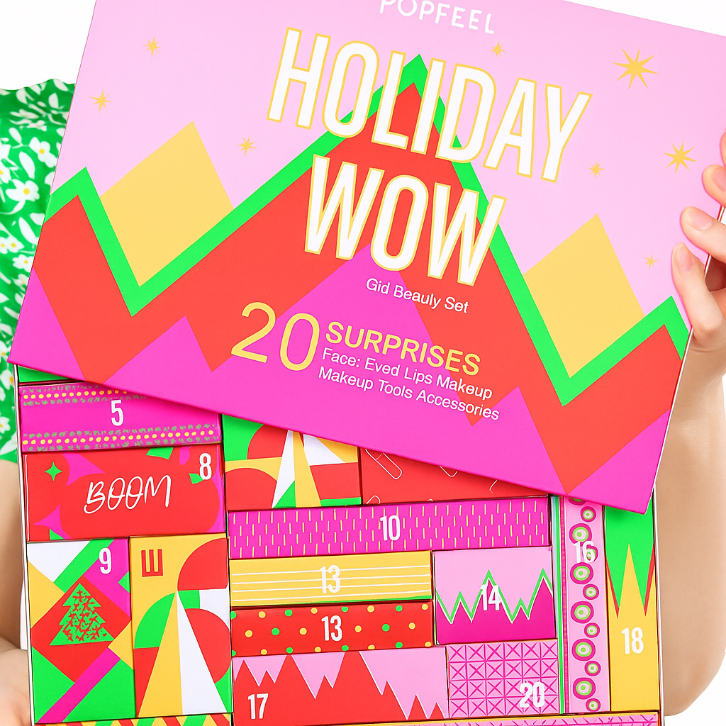 2025 Makeup Advent Calendar – Gift Box with Lipsticks, Eyeshadows, and Christmas Cosmetics
