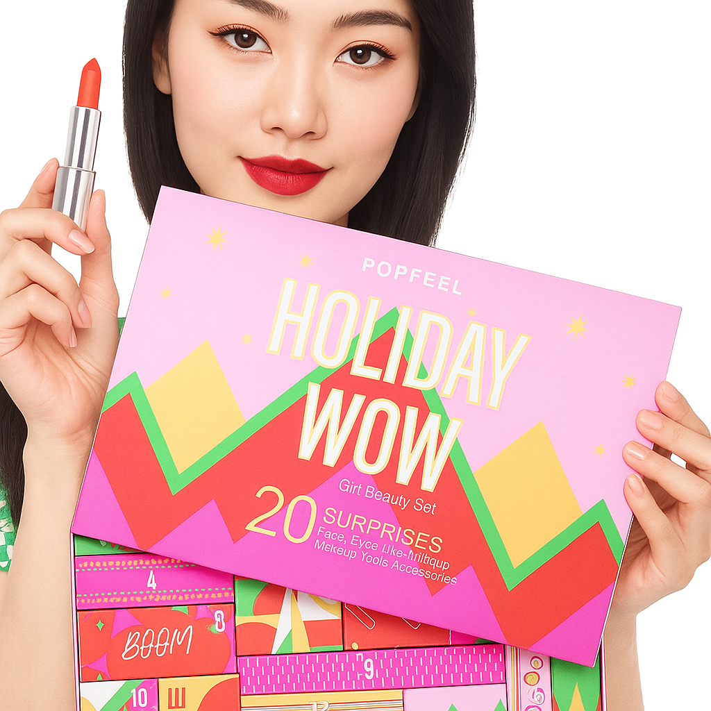 2025 Makeup Advent Calendar – Gift Box with Lipsticks, Eyeshadows, and Christmas Cosmetics