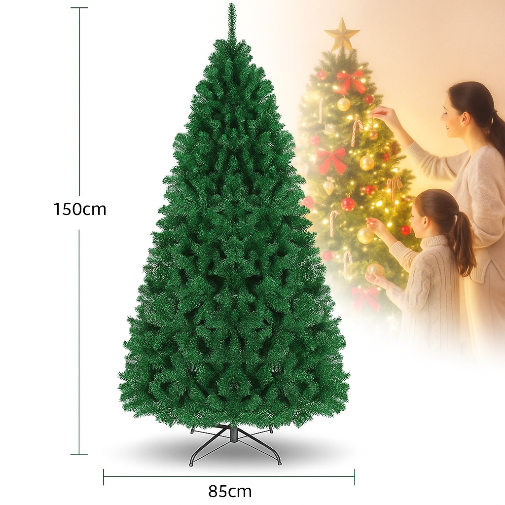 Albero di Natale Verde Artificiale da - 90 a 240 cm | Decorazione Natalizia Interna ed Esterna