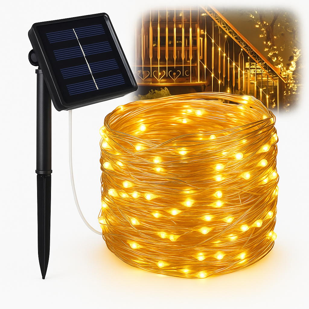 Solarne LED lampki na sznurze – wodoodorna zewnętrzna dekoracja świąteczna