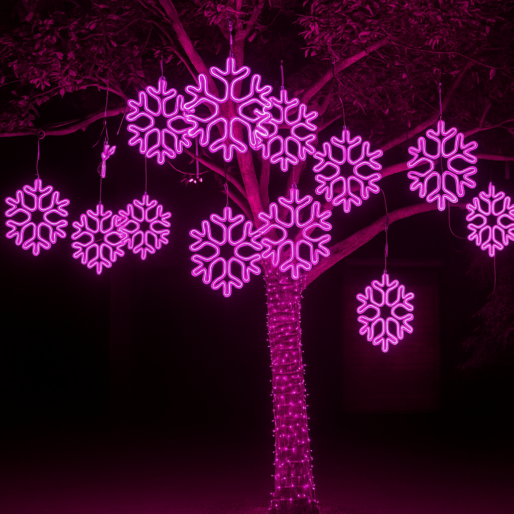 Luces LED Copos de Nieve Impermeables – Decoración Navideña Exterior Brillante y Eficiente