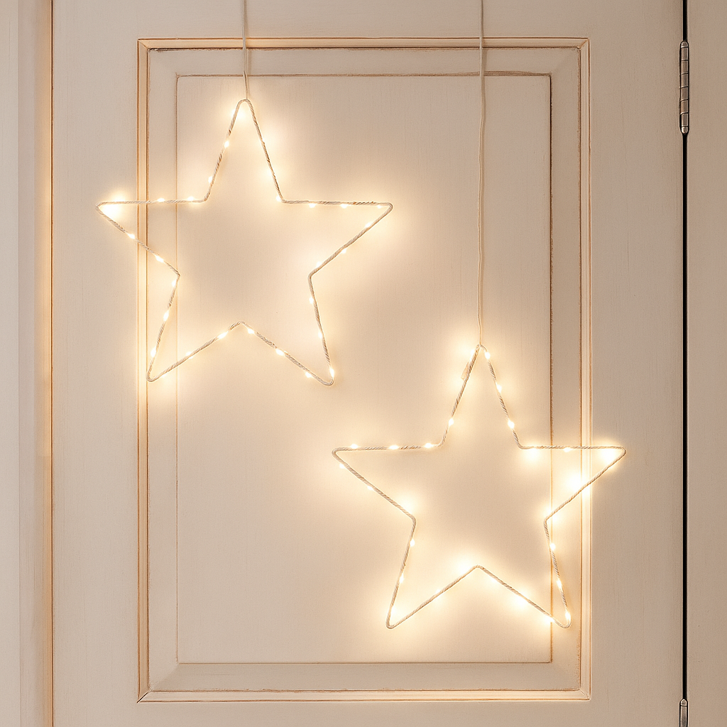 Luz de Ventana Estrella LED – Decoración Navideña con Brillo Blanco Cálido